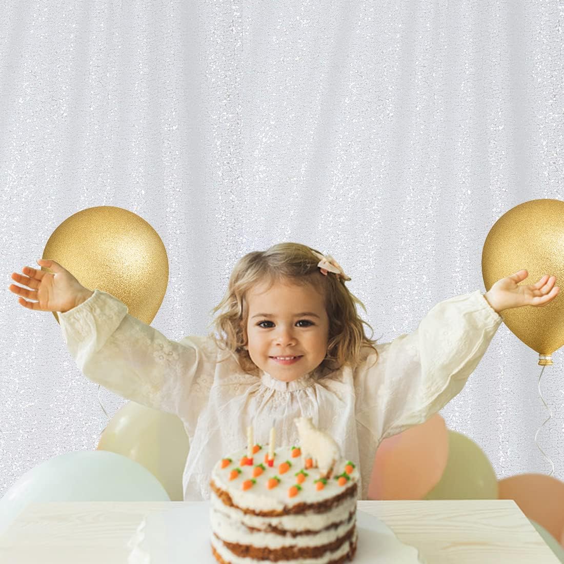 Poise3EHome Sequin Backdrop Curtain, White Sequin Backdrop, Sequin Curtains for Party Wedding
