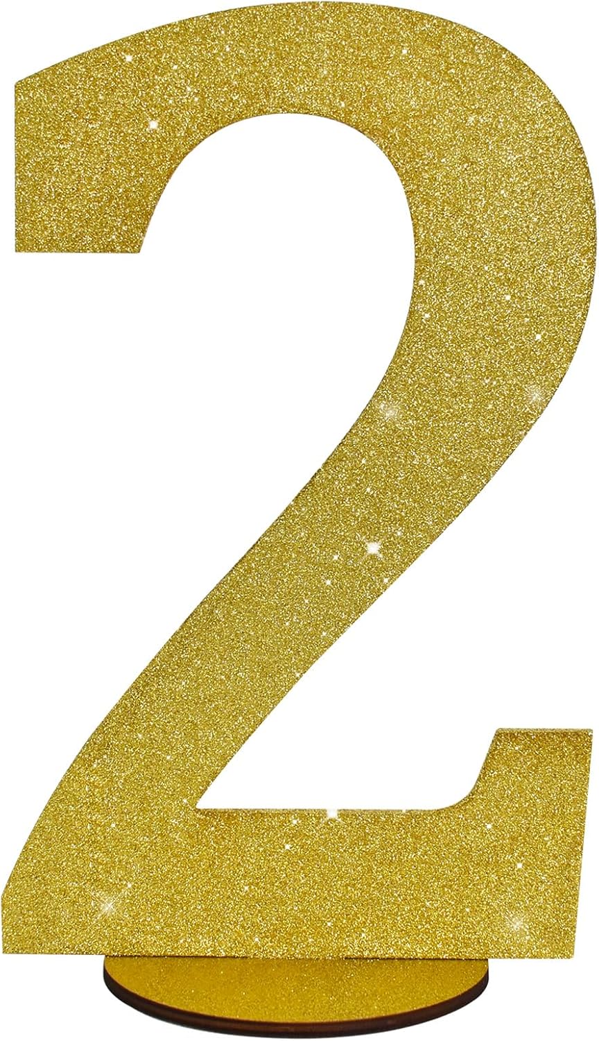 TONIFUL 11.8 Inch Gold Glitter Numbers Table Centerpieces 0-9 Birthday Party Decorations,Shining