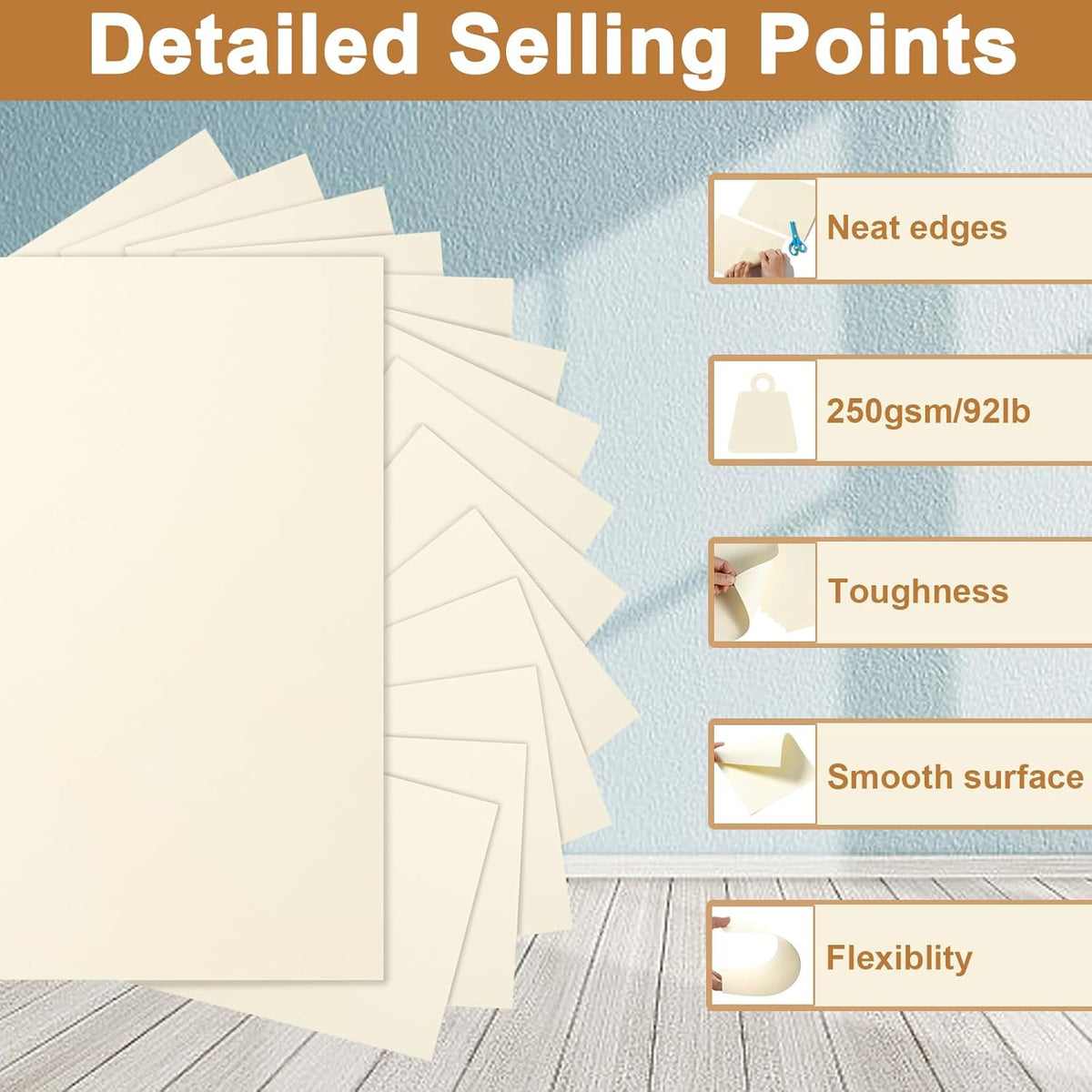 120 Sheets Cream Cardstock 8.5 x 11 Off White Paper, 92lb Ivory Card stock Certificate Paper for