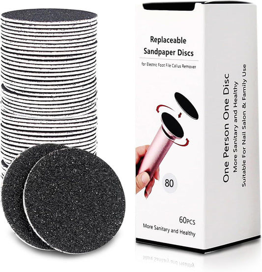 60 Pcs Replaceable Sandpaper Refill Discs for Electric Foot File Callus Remover Foot Care Dead Skin