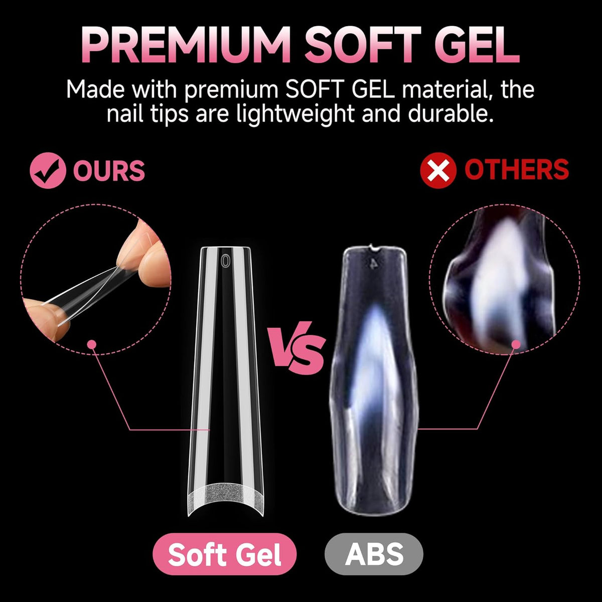 UNA GELLA Extra Long Coffin Nail Tips No C Curve 504PCS XXL Coffin Nails Half Cover Long Coffins