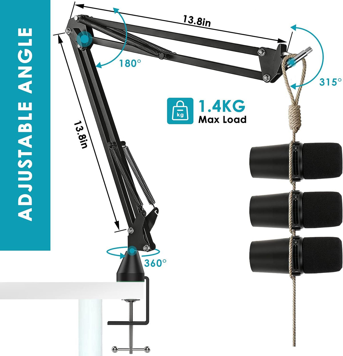 MV7 MV7X MV7+ Boom Arm - Mic Arm with Foam Cover Windscreen Compatible with Shure MV7 and Shure