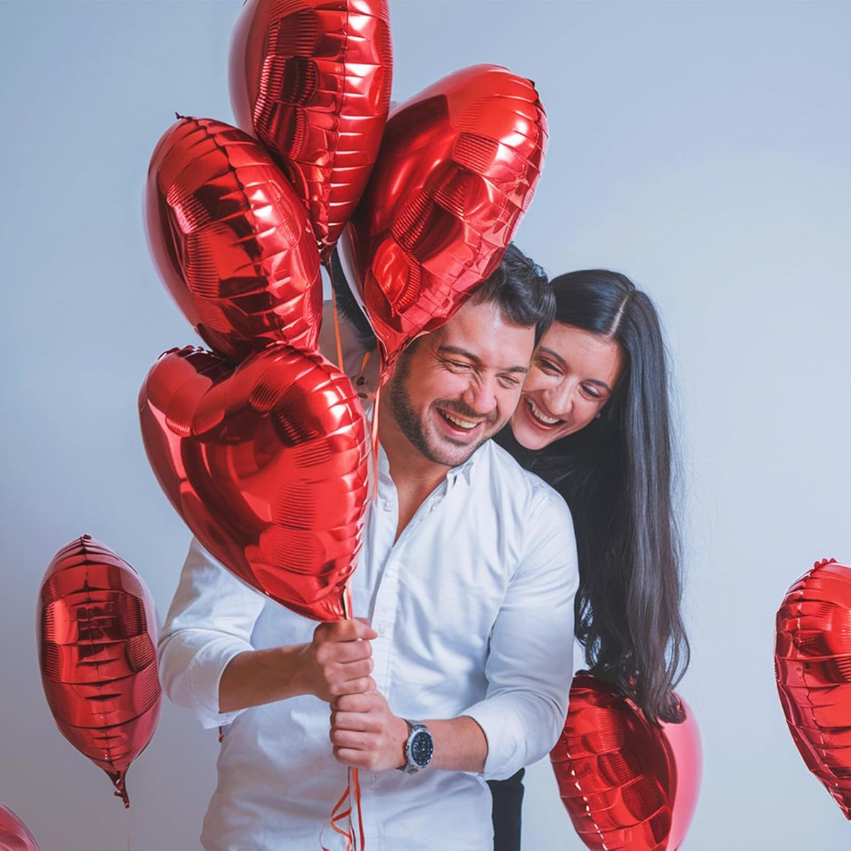 Red Heart Balloons, 18 Inch Red Heart Foil Shape Balloon, 12PCS Large Love Foil Helium Romantic