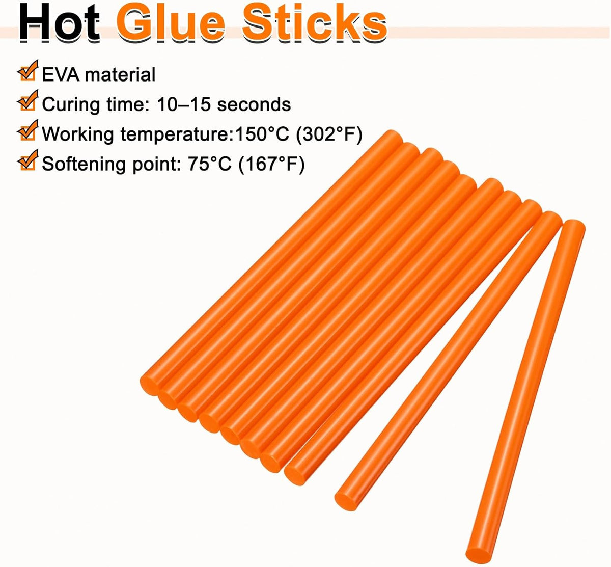 HARFINGTON 10pcs Hot Glue Sticks 0.43" Dia x 9.84" Long EVA Mini Hot Melt Adhesive Glue Stick for