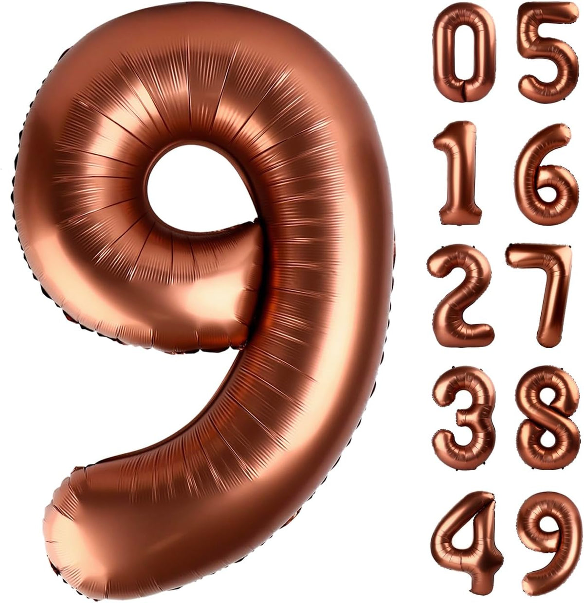 40 Inch Big Coffee Brown 9 Balloon Number, Jumbo Giant Happy 9th 19 29 39 49 99 Birthday Party
