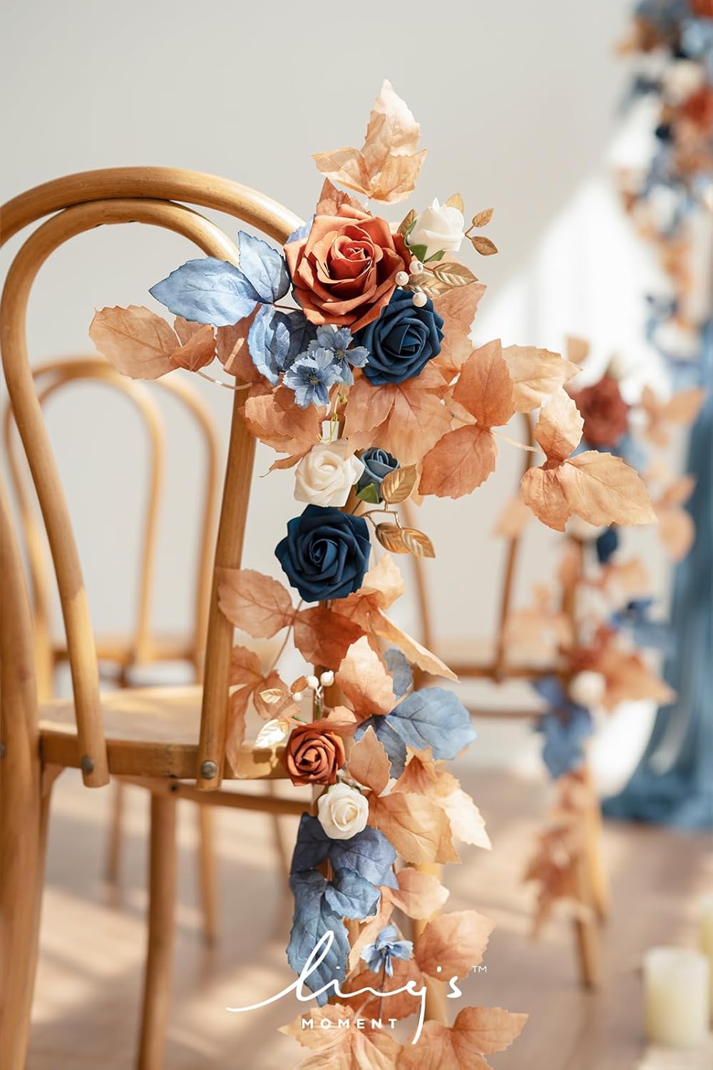 Ling's Moment Fall 10pcs Wedding Chair Decorations Aisle Floral Swag Artificial Pew Flowers Hanging