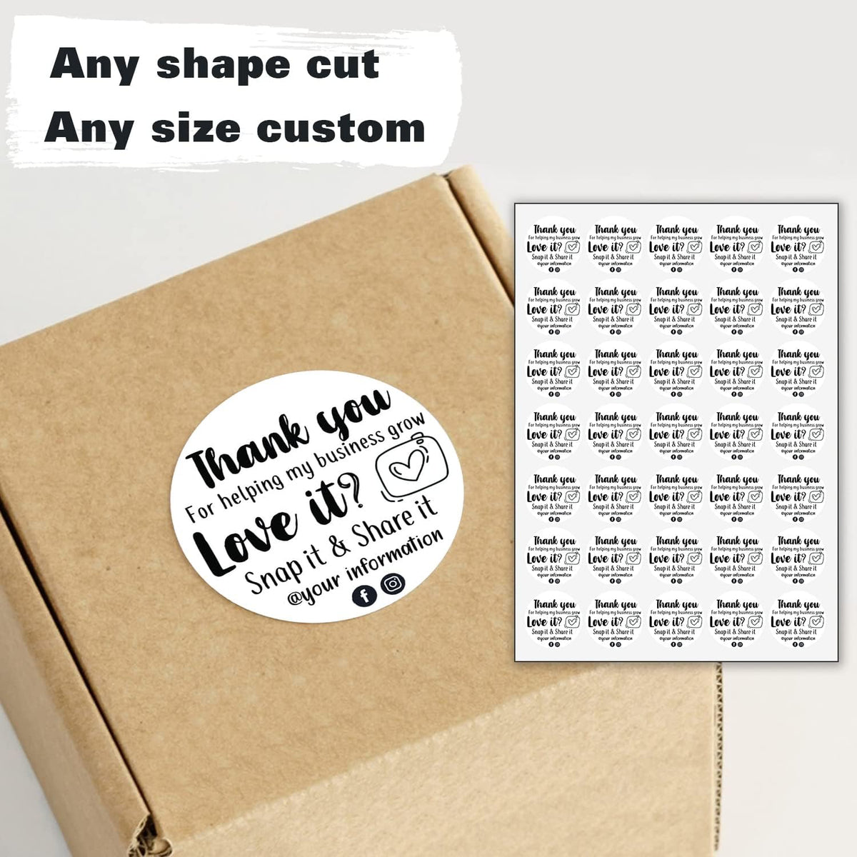 Custom Logo Stickers for Business, Personalised Logo Labels - Any Shape, Waterproof Vinyl Perfect