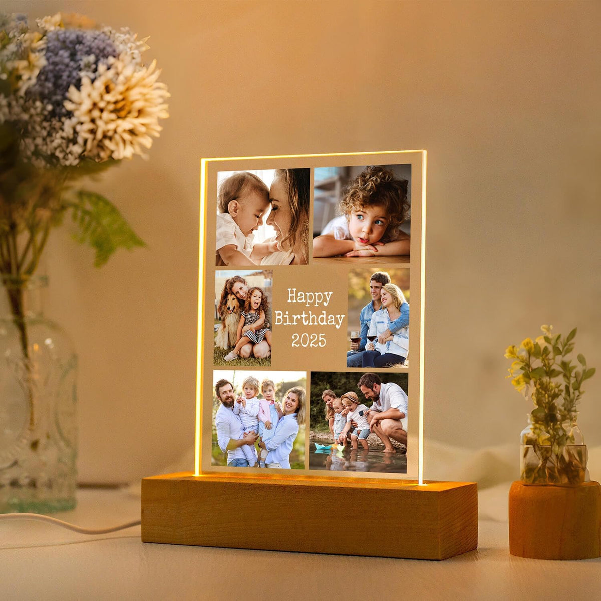Custom Picture Frames with Photo, Personalized Photo Frame with Night Light, Customized Picture