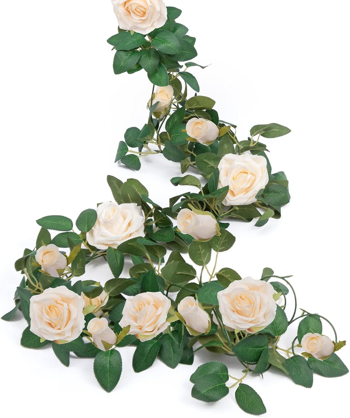 U'Artlines 3 Pack Artificial Champagne Rose Vines Floral Garlands Total 19.5 Ft Fake Vine Silk