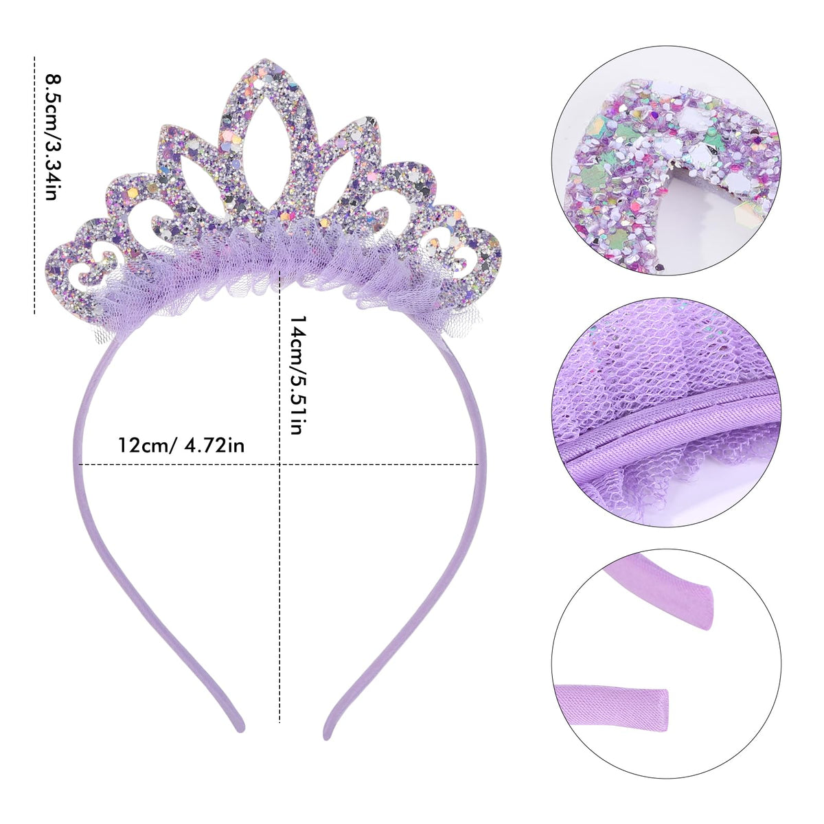 Zifengcer Birthday crown，8 Pack Princess Crown Headband, Glitter Sequin Crown Headband, Shiny