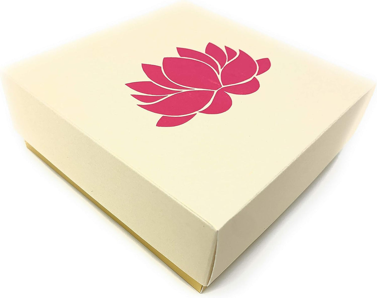 Lotus Printed White Sweet Boxes for Indian Sweets, Cookies, Goodies, Mithai, Candy, Gift Boxes with