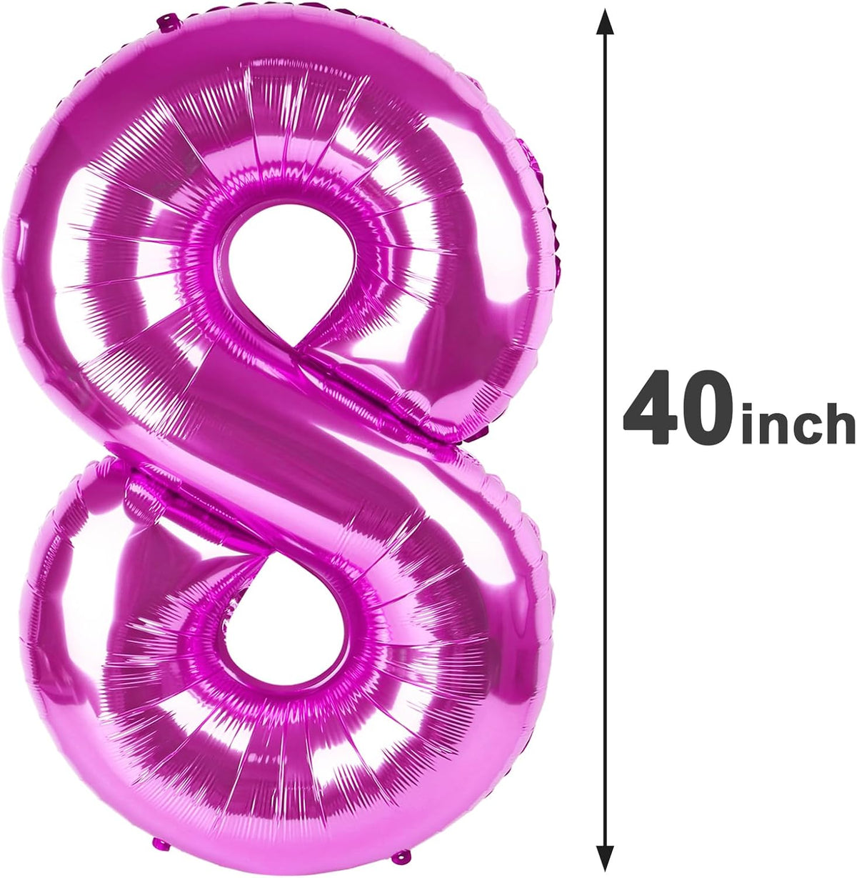 Rosy Purple Foil Number 8 Balloon 40 Inch, Helium Mylar Eight Number 8 18 28 38 48 58 80 88