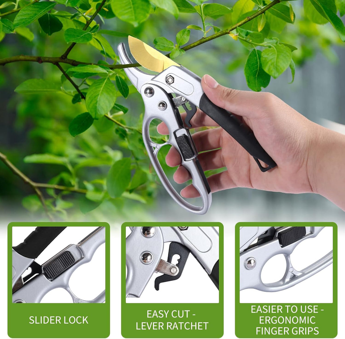 Ultra Sharp Germany Titanium Steel Pruning Shears - Cuts 3X Easier, Weak Hand Arthritis Snips