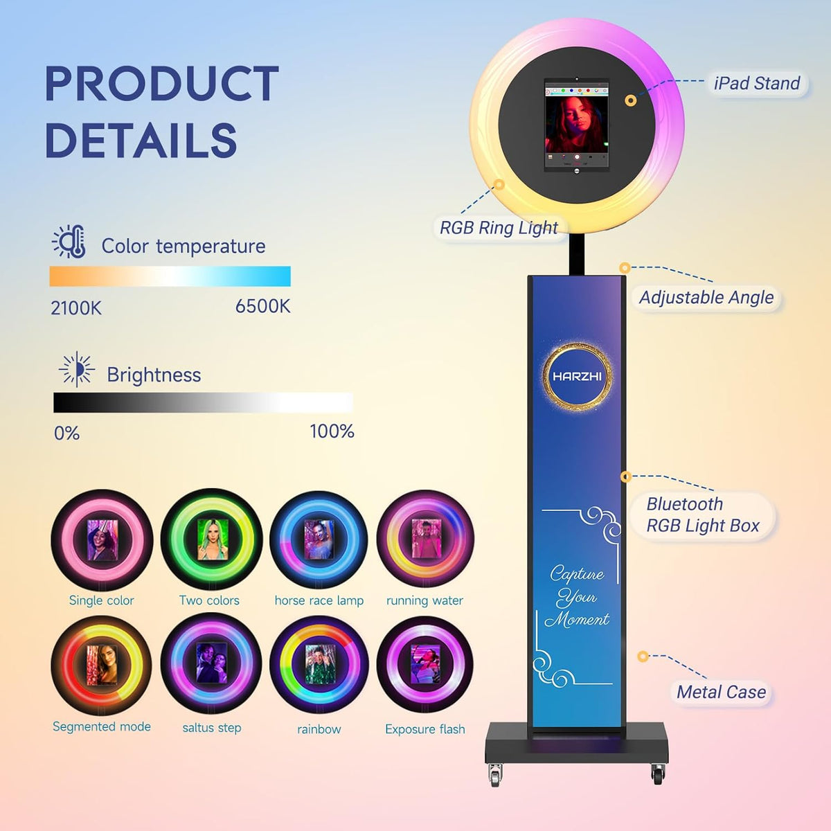HARZHI Portable Photo Booth Compatible with Ipad, Large Lightbox Ipad Photo Booth for Christmas