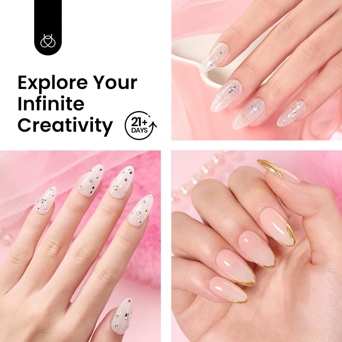 Beetles Pink Nude Dip Powder Nail Kit, 20 Colors Neutral Jelly Pink Sheer Glitter White Dip Nails