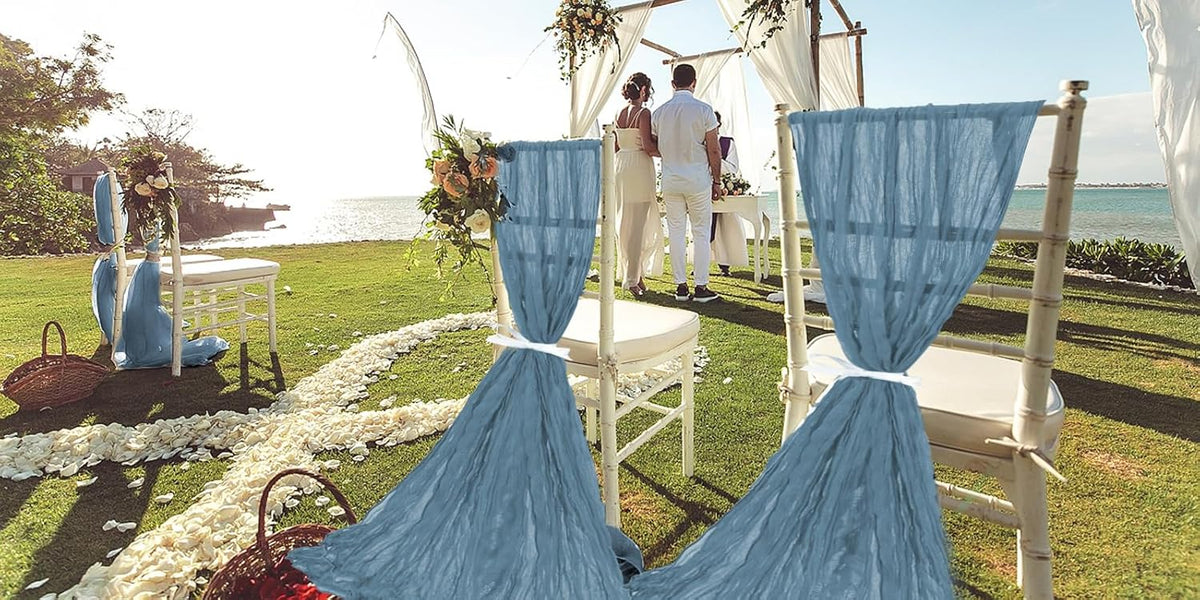 50 PCS Cheesecloth Chair Sashes, Bows Designed ChairSashes, 15.7x108 inch Chair Sashes for Aisle