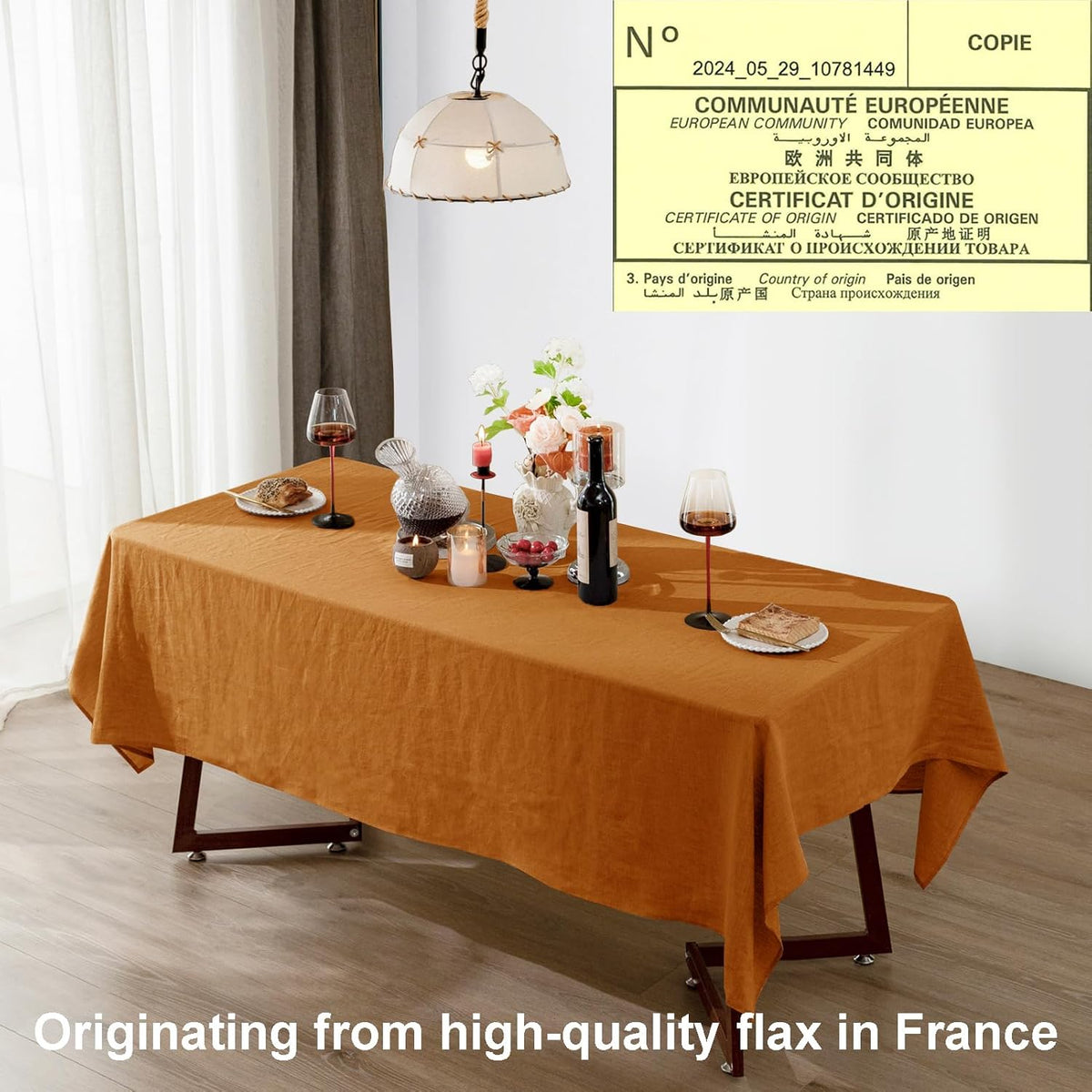 Talasily Linen Tablecloth 100% Pure Linen Table Cloth 60x120 Inches Rectangle Tablecloths Washable