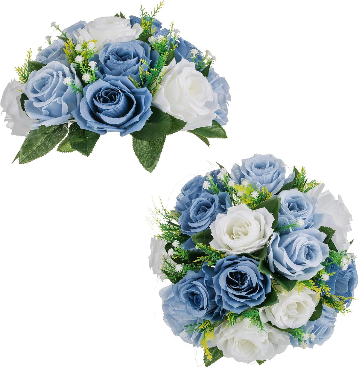 BLOSMON Flower Ball Centerpieces for Table 2 Pcs Fake Rose Centerpiece Flowers Dusty Blue
