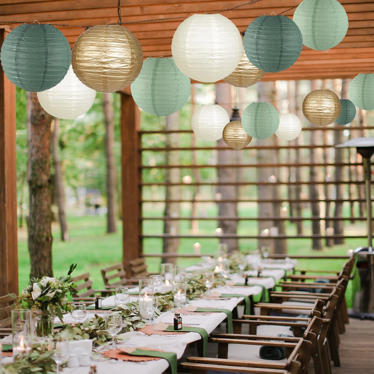 zilue Paper Lanterns Decorative, Round Hanging Paper Lanterns Decorations for Rustic Party Bridal