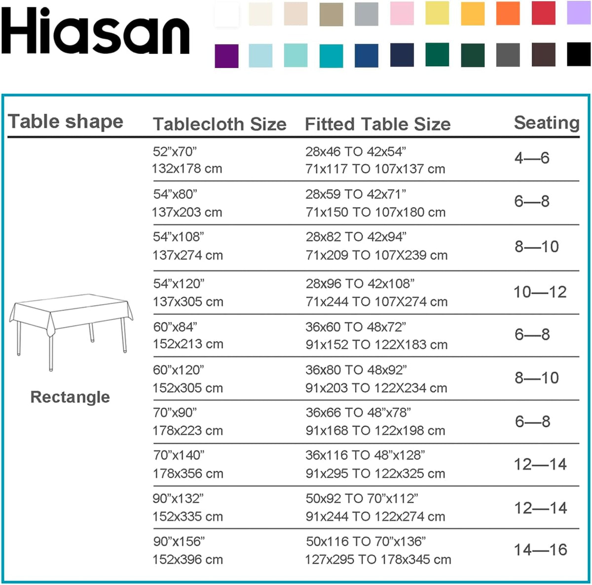 Hiasan Light Gray Rectangle Tablecloth - Waterproof Spillproof and Wrinkle Resistant Washable