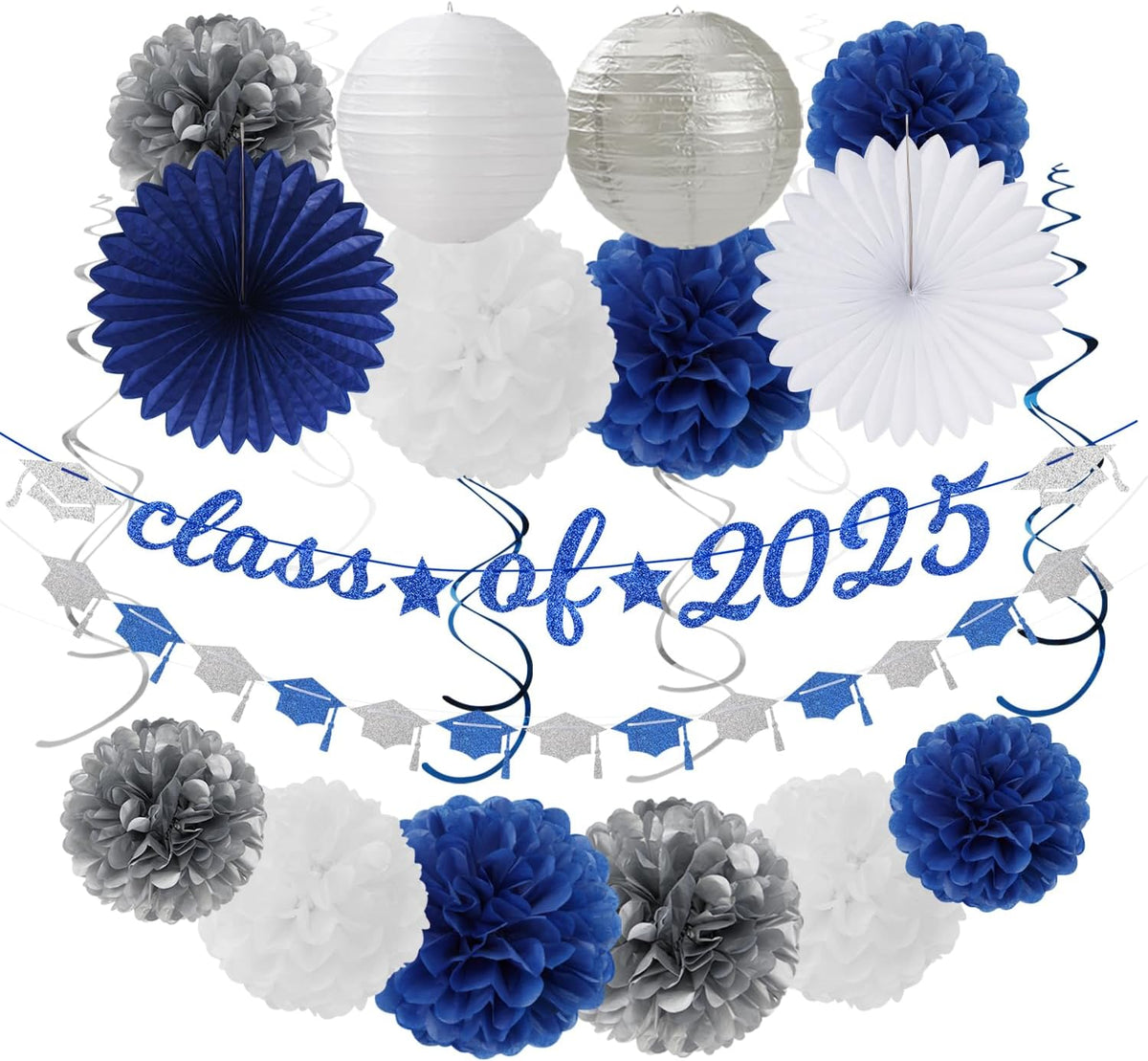 2025 Blue Class-Congratulations Prom Graduation Party-Decorations - 22pcs High School College Grad