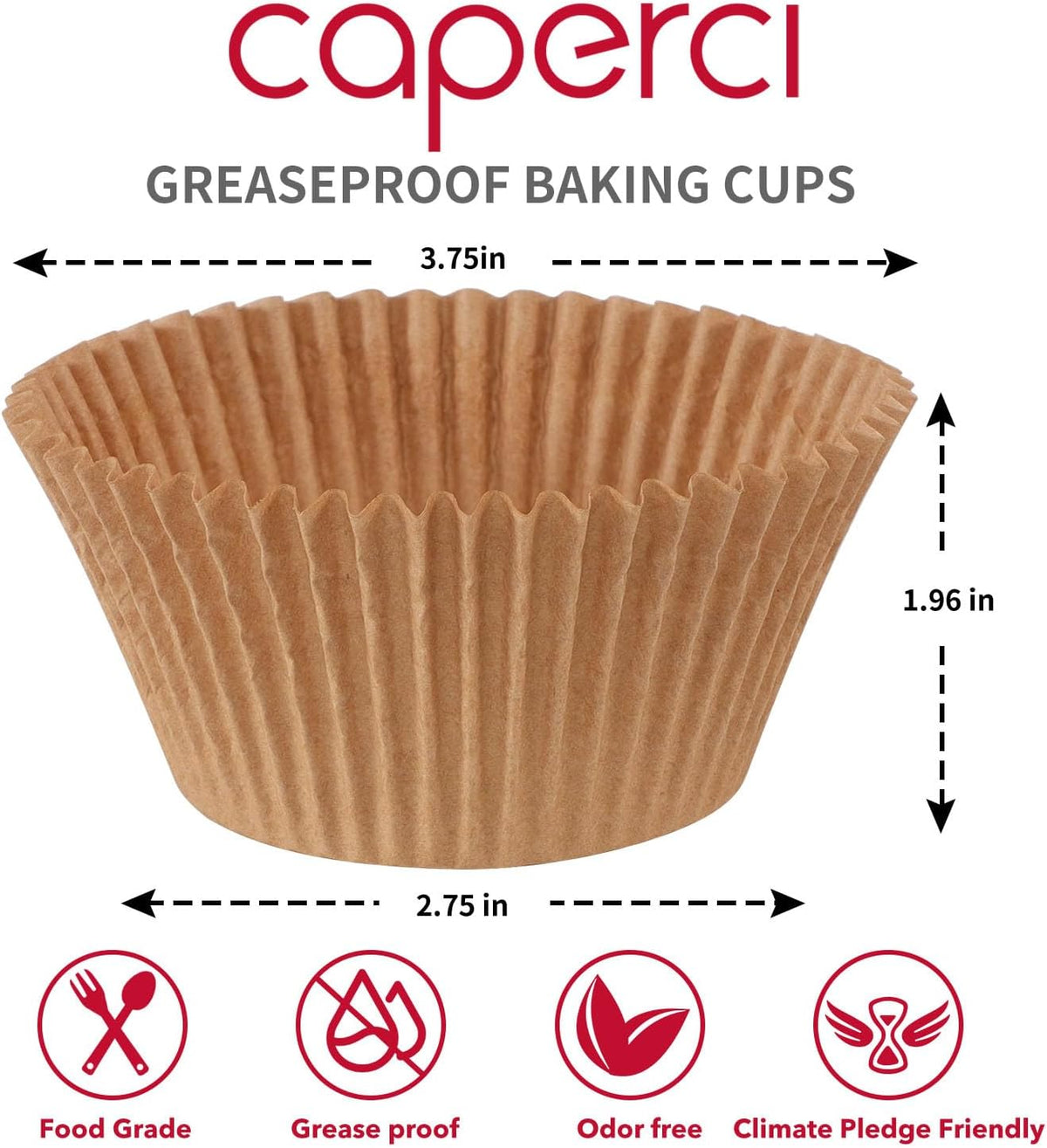 Caperci 150pcs Jumbo Muffin Liners for Baking - Natural Large Cupcake Liners, Unbleached