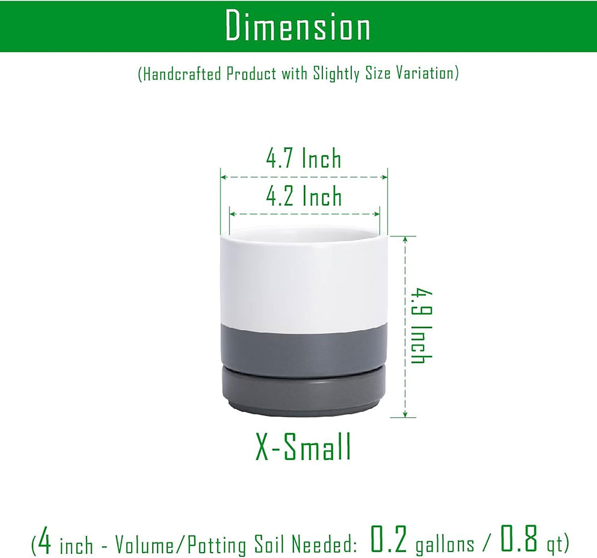 D'vine Dev Set of 4 Small Ceramic Plant Pots, 4.7 Inch Succulent Planter Pot for Plants with