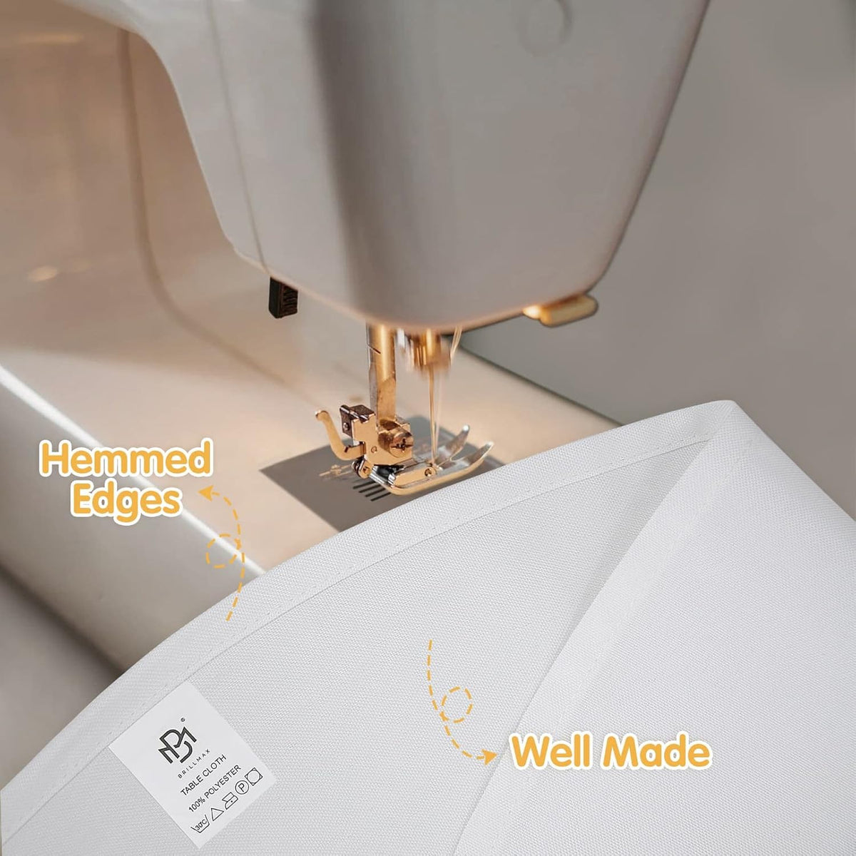 BRILLMAX 6 Pack White Round Tablecloths 108 Inch - Circle Bulk Linen Polyester Fabric Washable