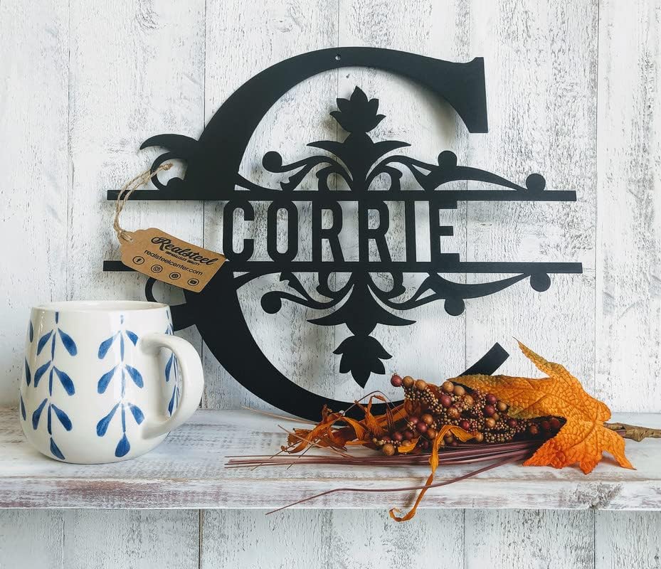 RealSteel Metal Split Letter Monogram – Personalized Last Name Sign for Home & Outdoor Décor