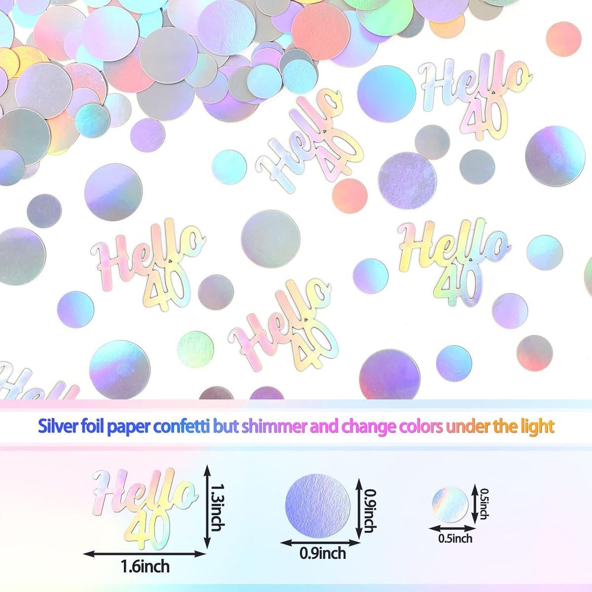 40th Birthday Confetti for Table Iridescent Birthday Party Decorations for Her Circle Dots Hello 40