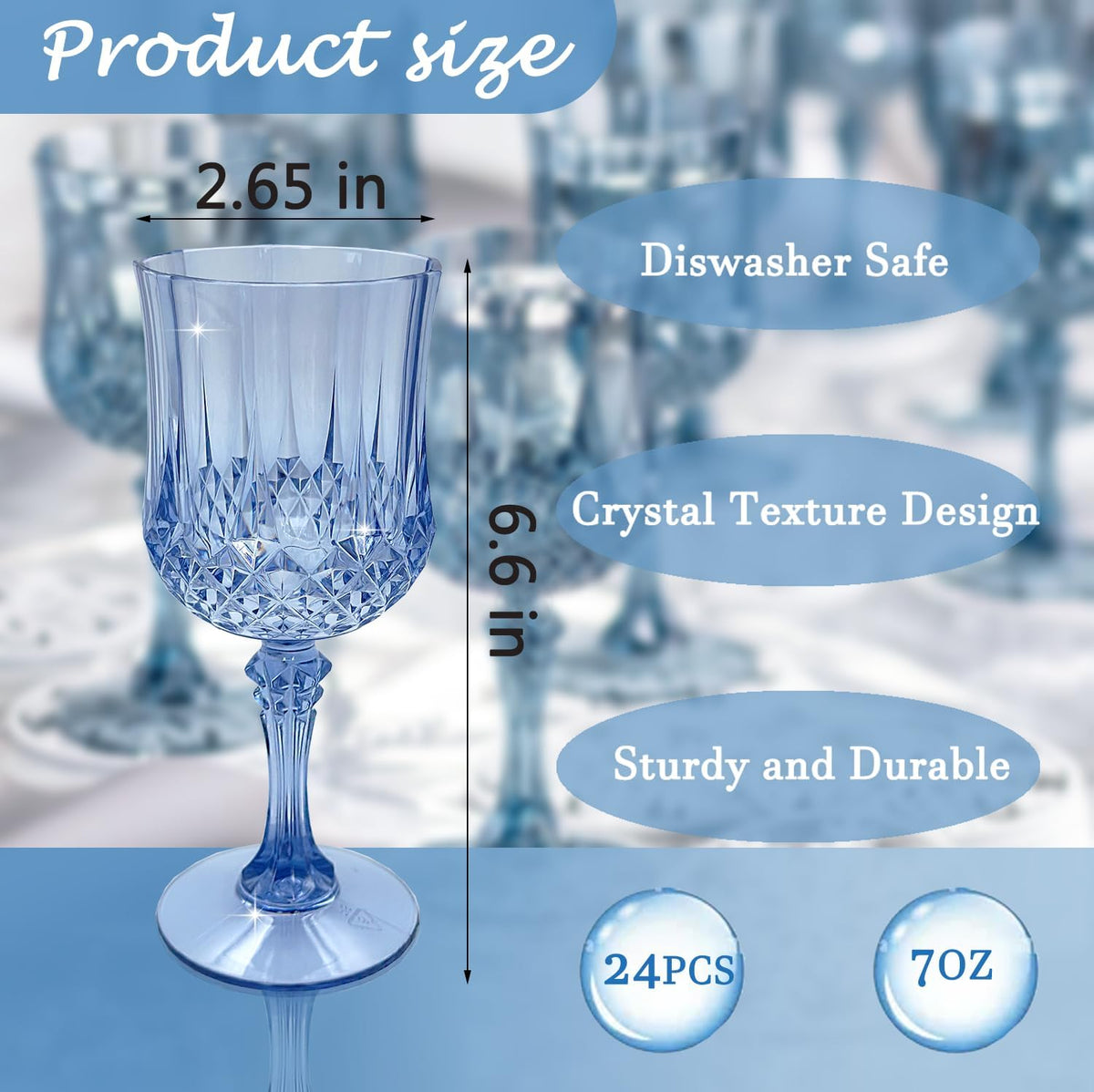 Plastic Wine Glasses，Plastic Goblets Vintage Style Cordial Drinking Glasses for Wedding Reception
