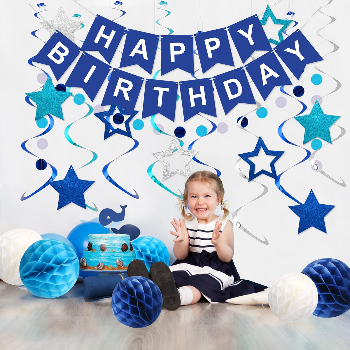 meowtastic Birthday Decorations Happy Birthday Banner with Honeycomb Balls