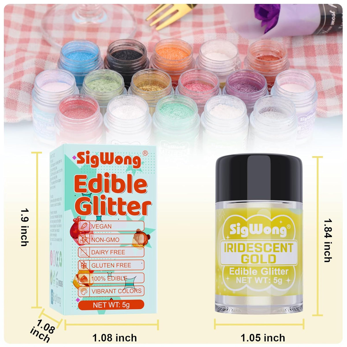 Iridescent Gold Edible Glitter - 5g Food Grade Cake Decorating Shimmering Glitter, Edible Sprinkle