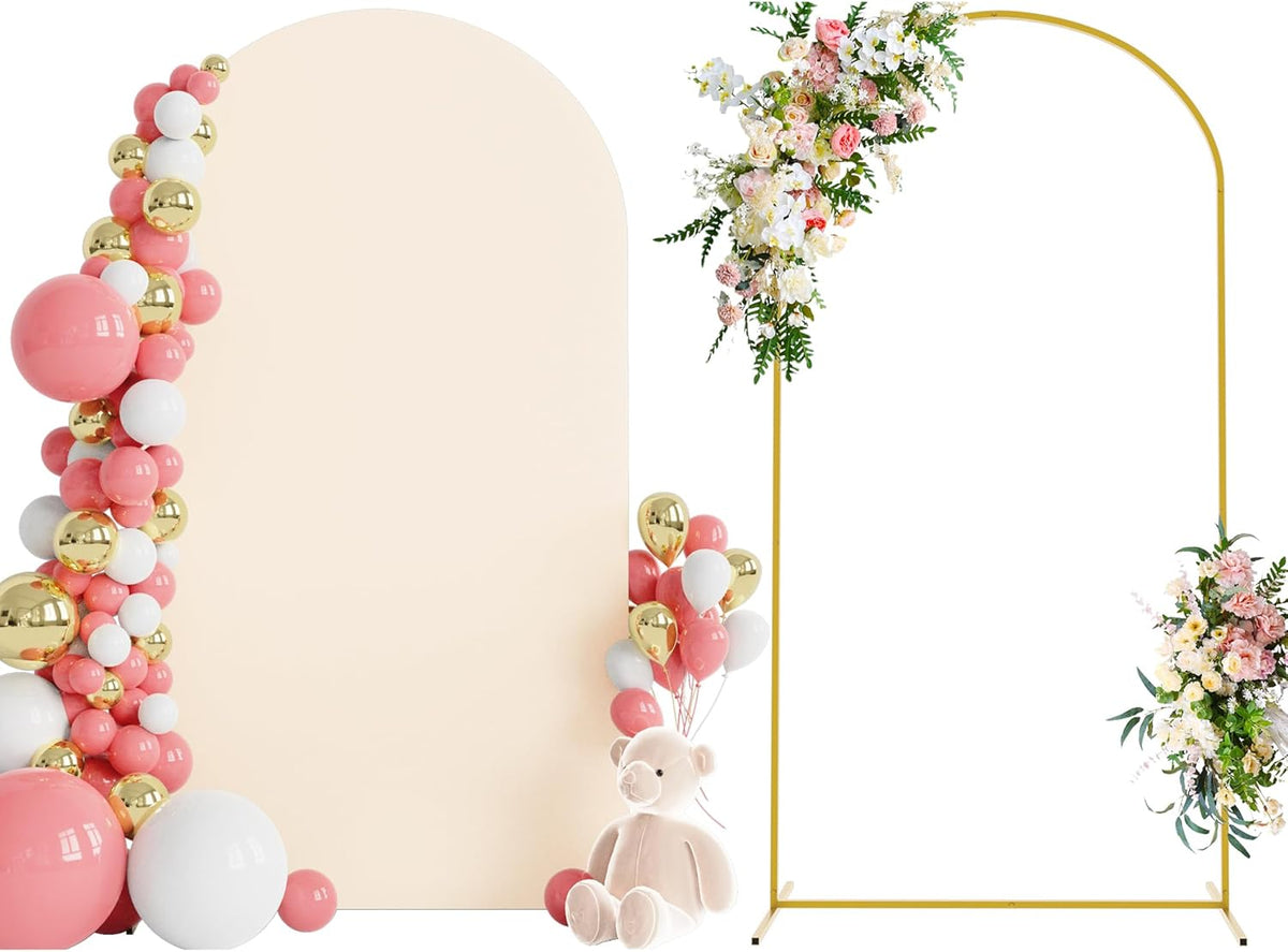 Wokceer 7.2 FT Wedding Arch Backdrop Stand and Arch Cover Metal Arch Stand with Arch Stand Cover
