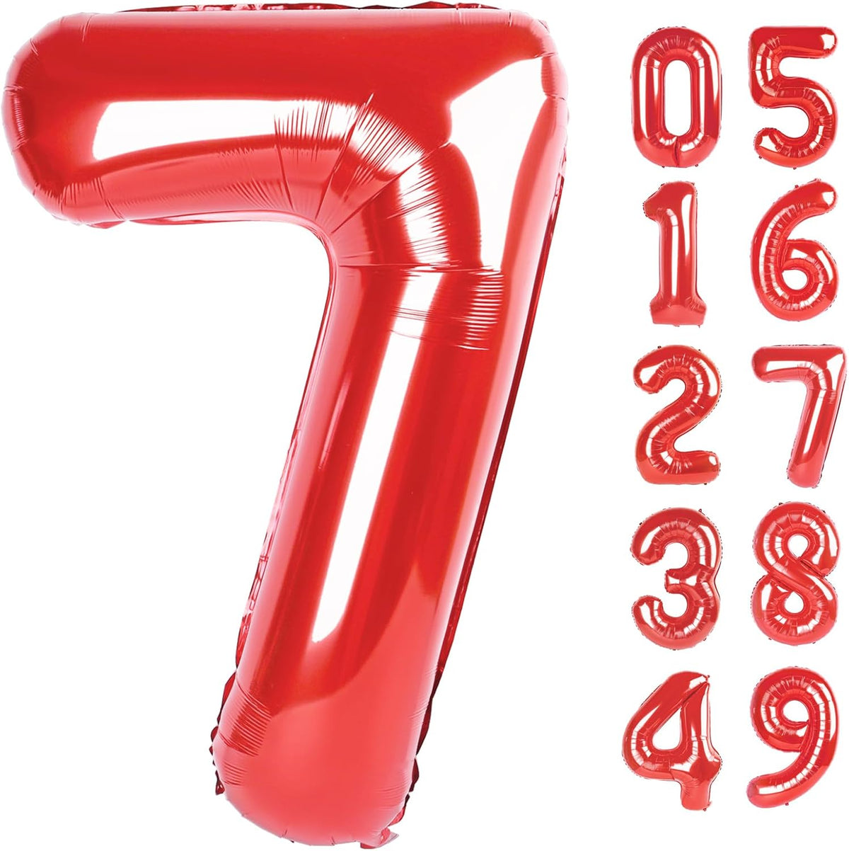 Number Balloon 40 Inch Red 7 Balloon, Red 7 Seven 7th Balloon Number Party Decorations, Number 7 17