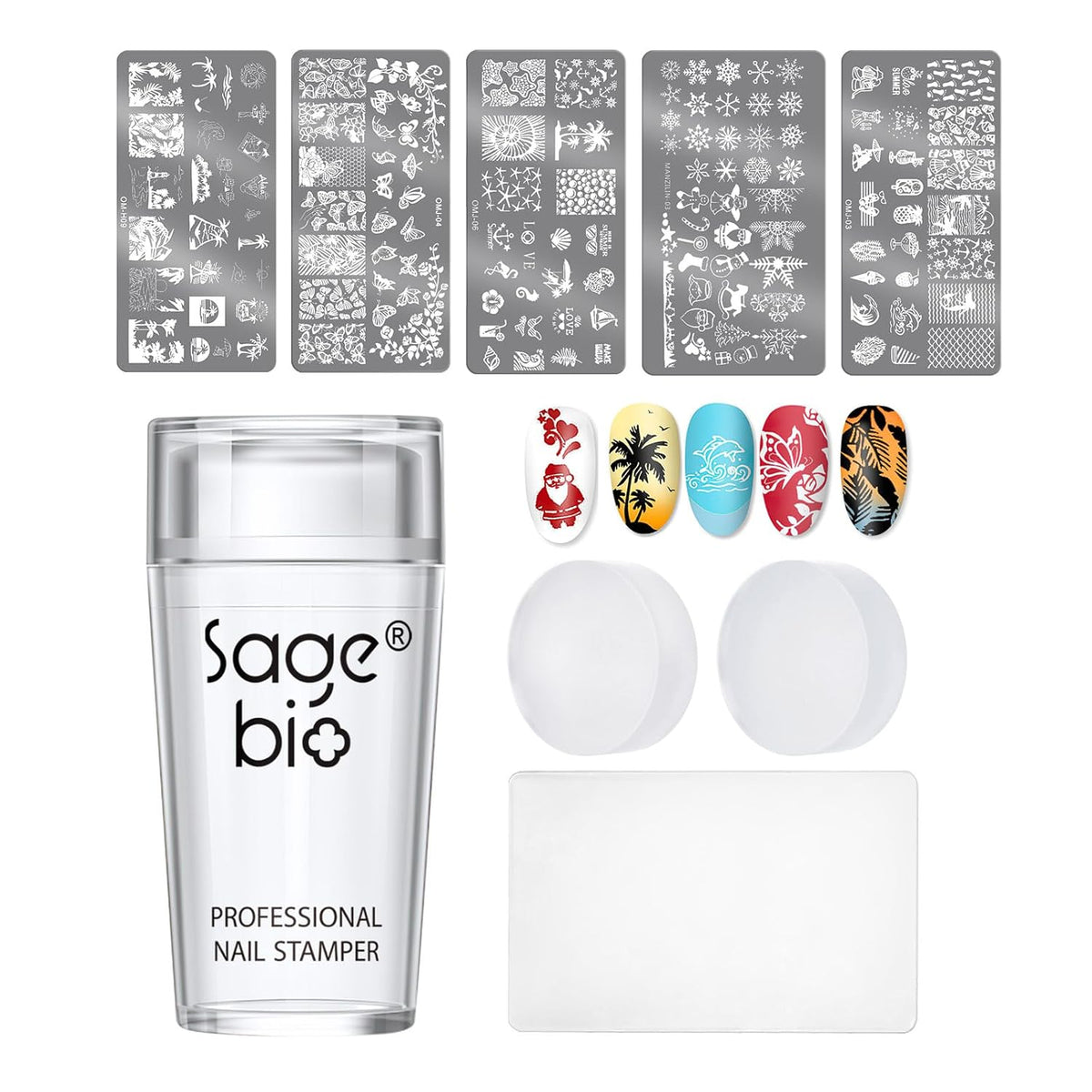 Nail Art Stamper Clear Silicone Nails Stamping Jelly with Scraper Transparent Visible Body DIY