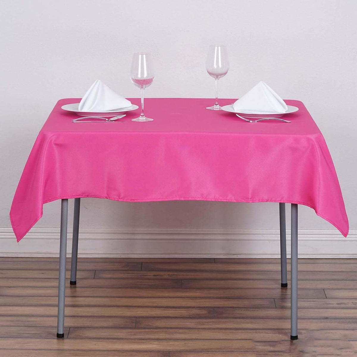 Efavormart 54x54 Fushia Wholesale Linens Seamless Polyester Square Linen Tablecloth for Wedding