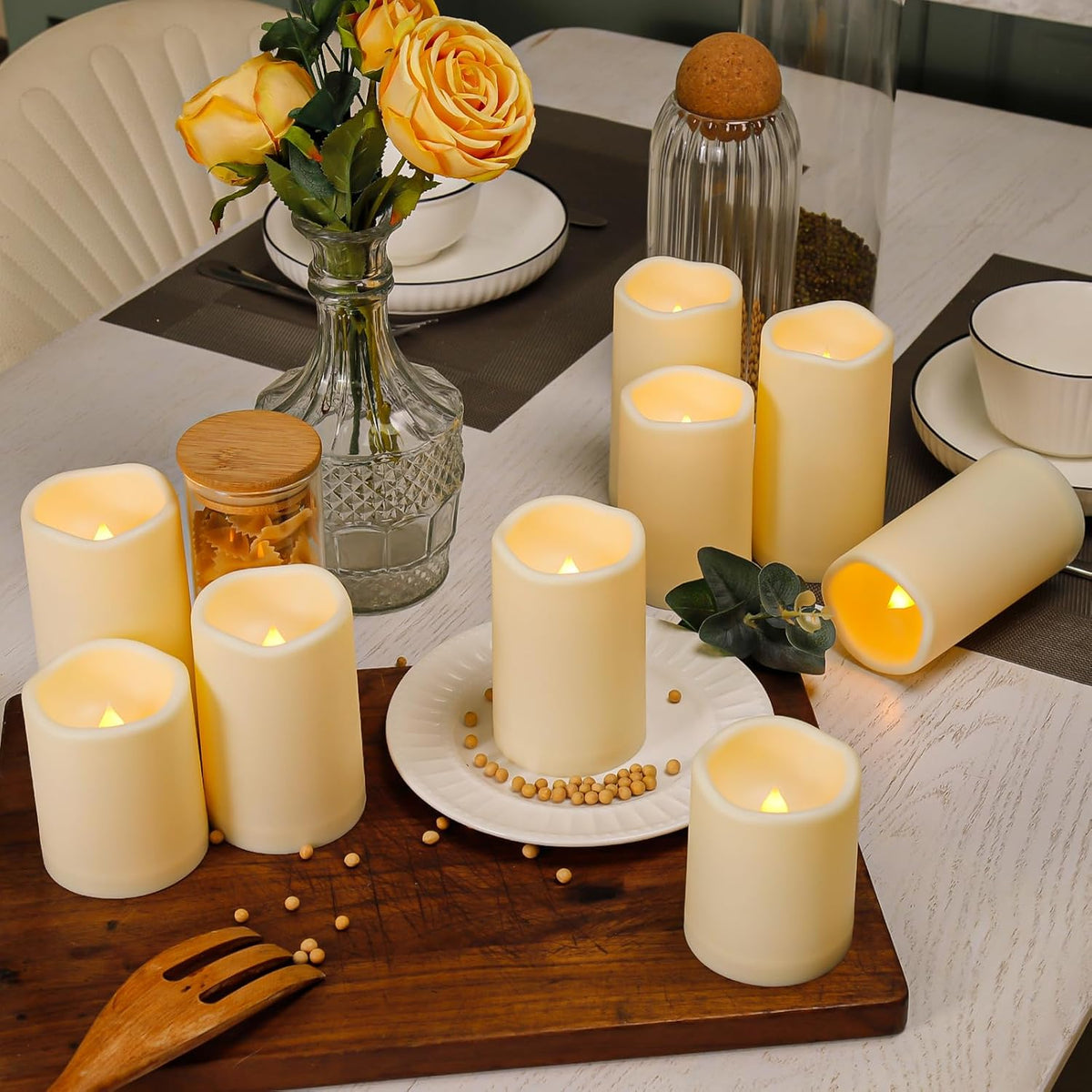 9pcs Flameless Flicking LED Candles with Remote, Battery Operated Candles, Electric Candle for