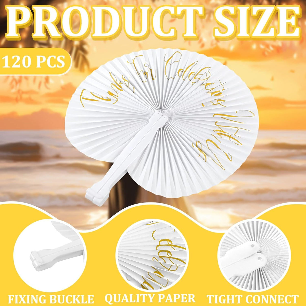 120 Pieces Paper Hand Held Fan Bulk Paper Folding Fans for Weddings Foldable Wedding Fans