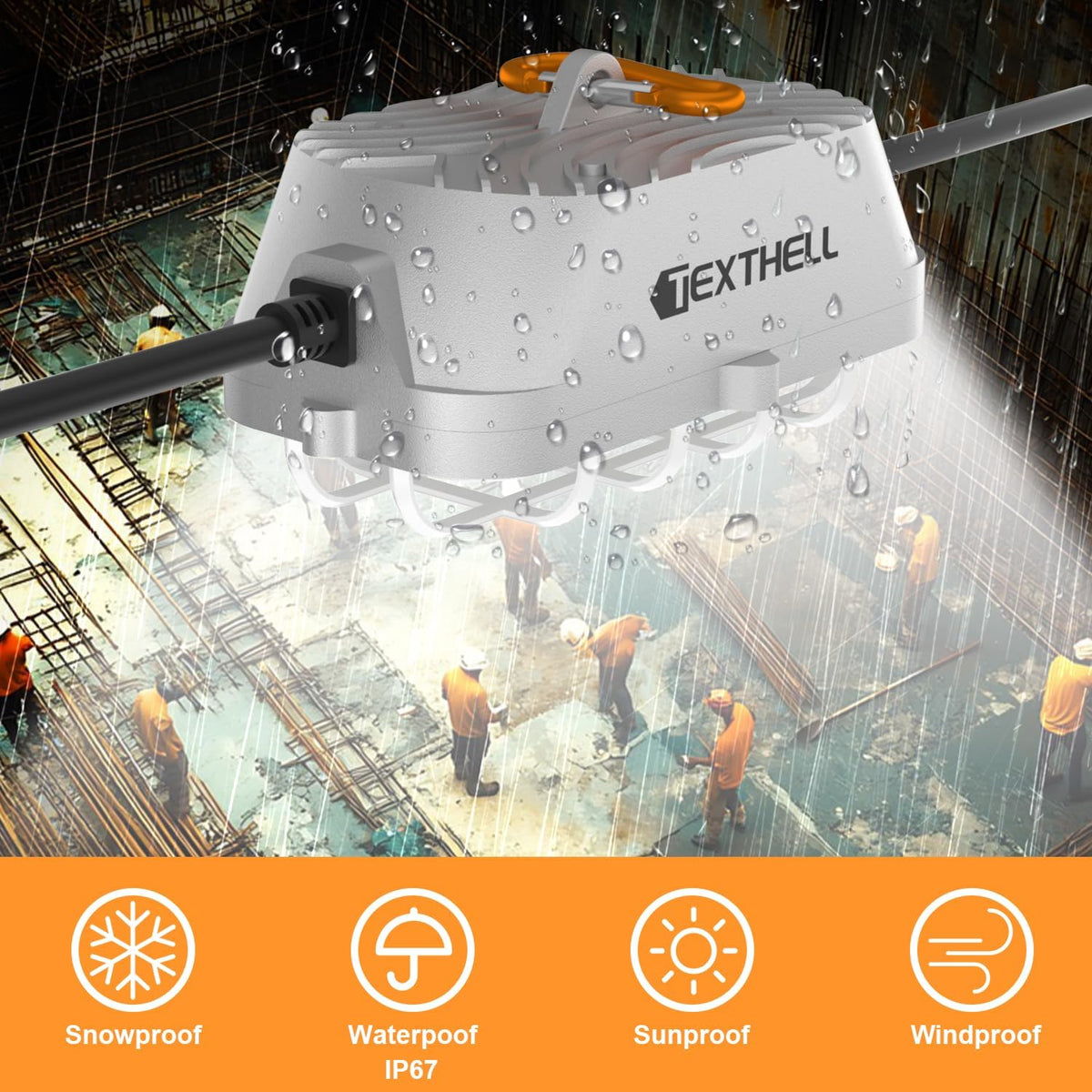 50ft LED Construction String Lights 150W Super Bright 15000LM Work Lights String Connectable Design