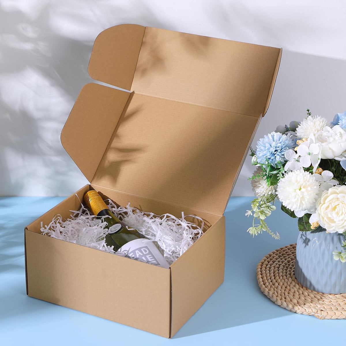 Qilery 100 Pcs Shipping Boxes Cardboard Gift Corrugated Cardboard Brown Boxes Mailer Packaging for