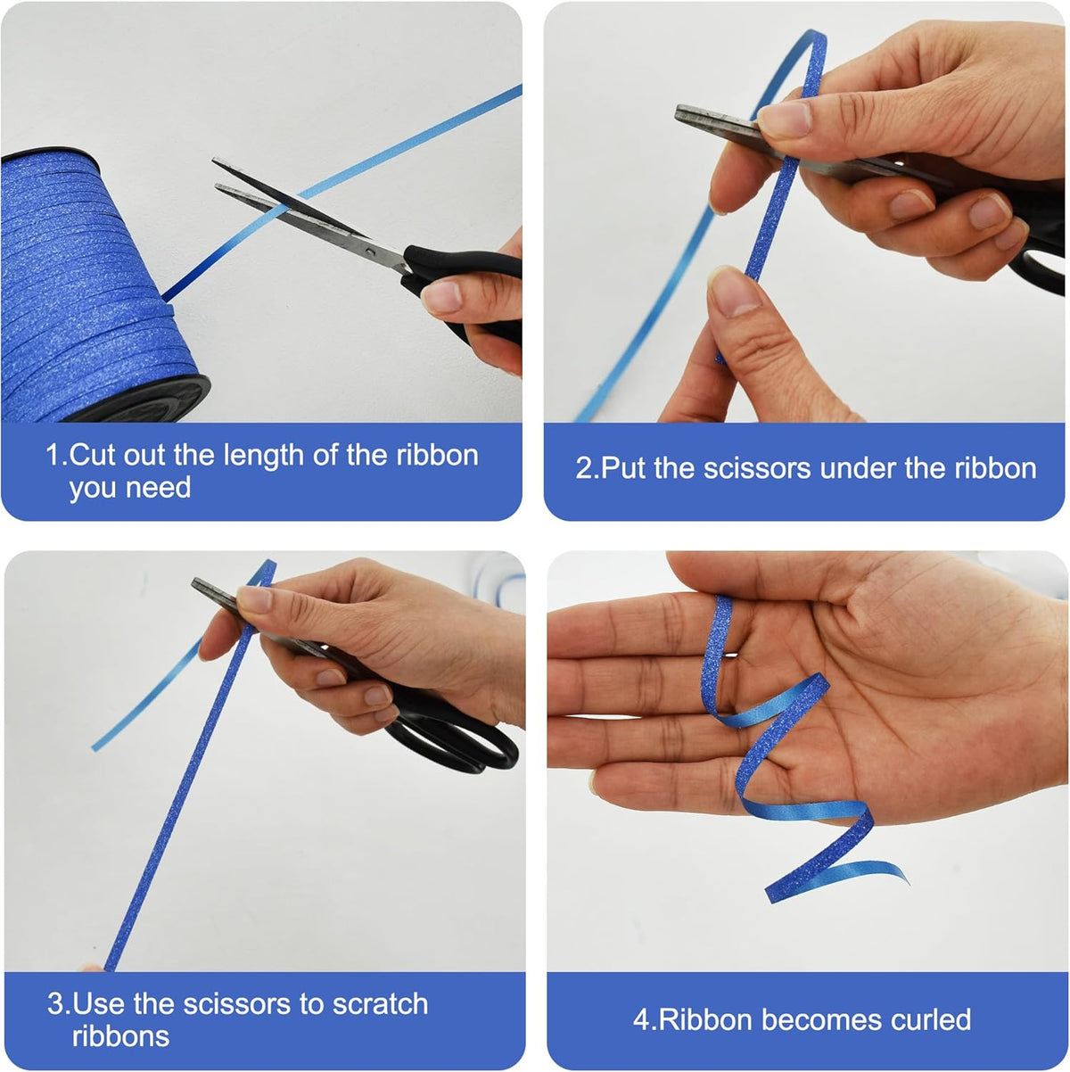 BEISHIDA 500 Yards Blue Glitter Ribbon Curling Crimped, Glitter Ribbon Balloon String Shiny for