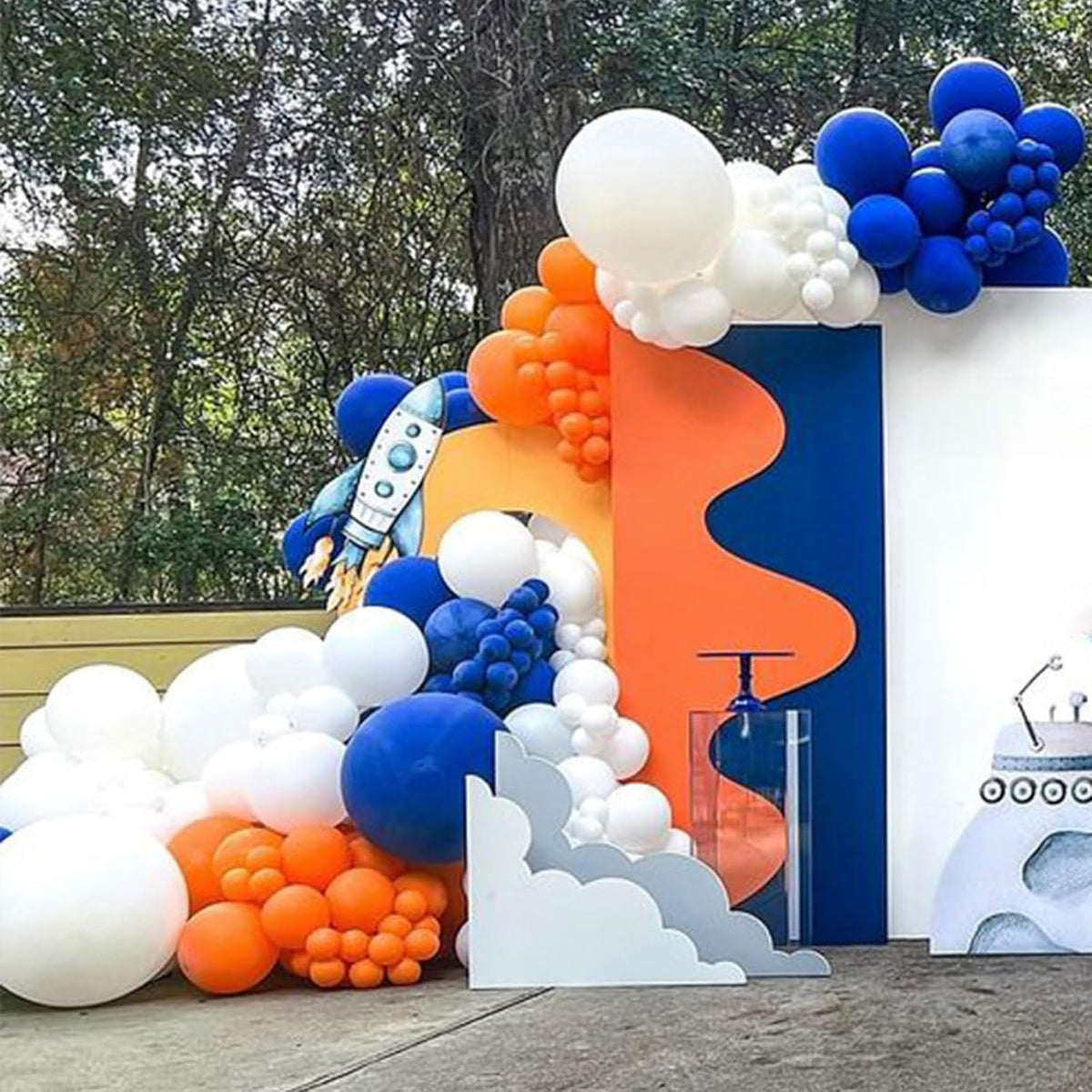 12 Inch Latex Balloons - Orange, Blue, White - Party Pack for Kids Birthday, Baby Shower, Outer