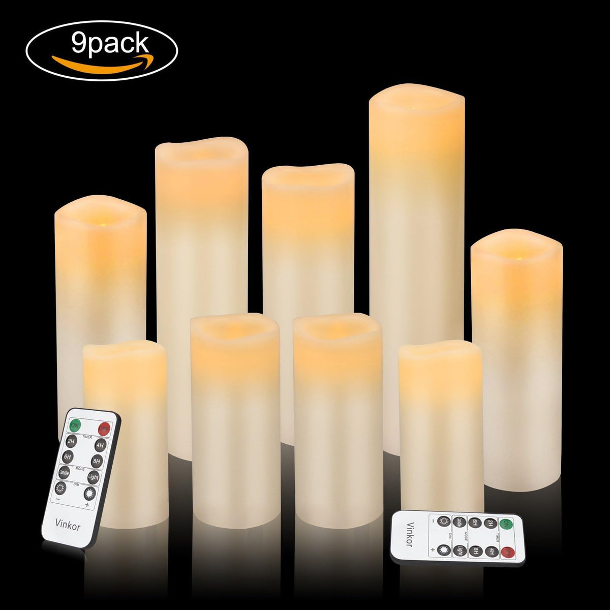Vinkor Flameless Candles Battery Operated Candles Real Wax Pillar LED Candles with 10-Key Remote