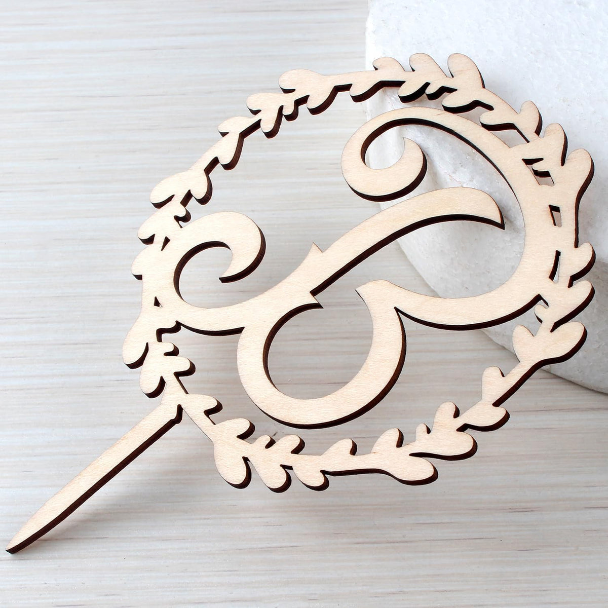 LINGTEER Personalized Inital Letter B Wooden Cake Topper Perfect for Birthday Rustic Wedding