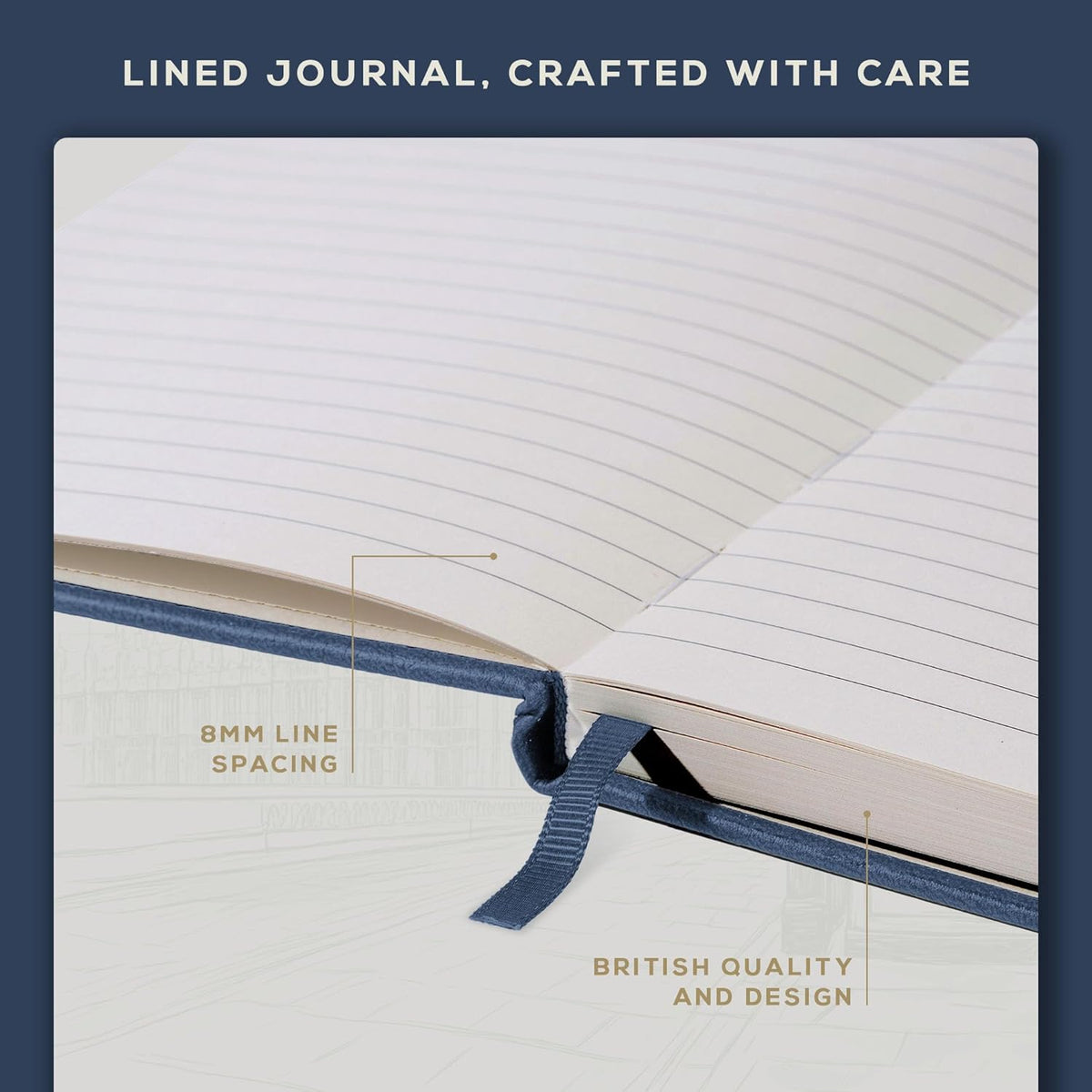 BEECHMORE BOOKS Lined Journal Notebook, 8.5 x 11.5 inch, A4 160 Lined Pages, Hardcover Leather