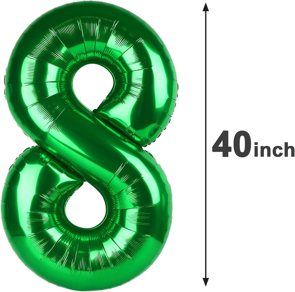 Green Foil Number 8 Balloon 40 Inch, Helium Mylar Eight Number 8 18 28 38 48 58 80 88 Birthday