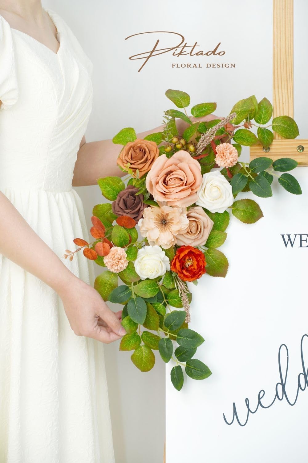 Wedding decor (pack of 2) Welcome Sign Flower Backdrop Garland For Ceremony Reception Wall Easel