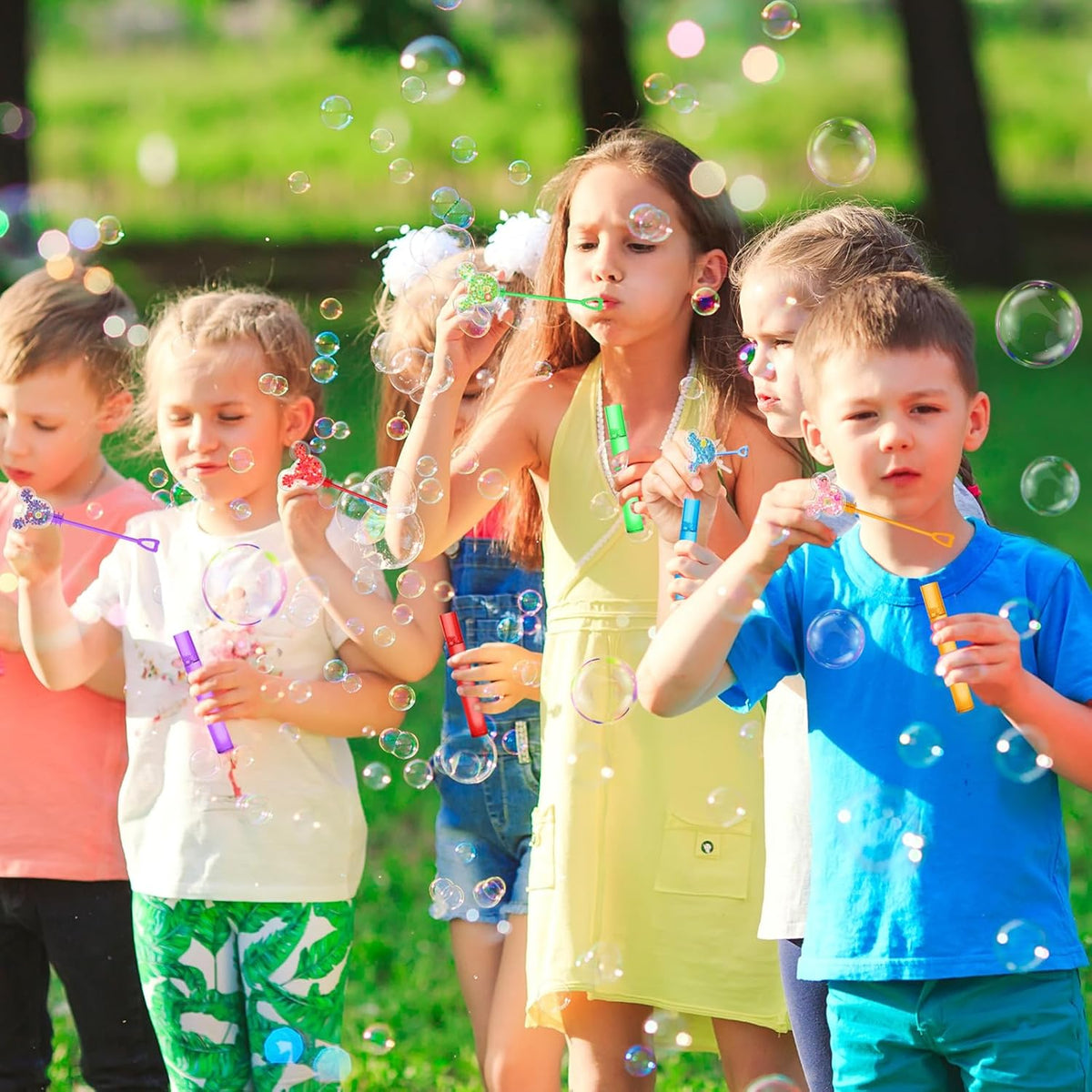 AFZMON 24 Glitter Mouse Ear Bubble Wands for Kids, Mouse Party Favors Mini Bubbles Birthday Gift