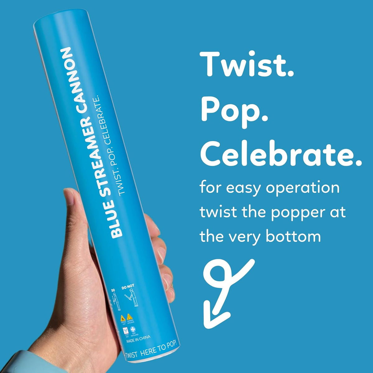 2 Pack Streamer Cannon Confetti Poppers | Biodegradable Blue Confetti | TUR Party Supplies |